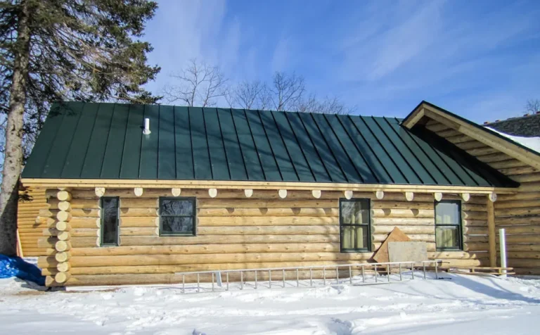 log cabin in the snow